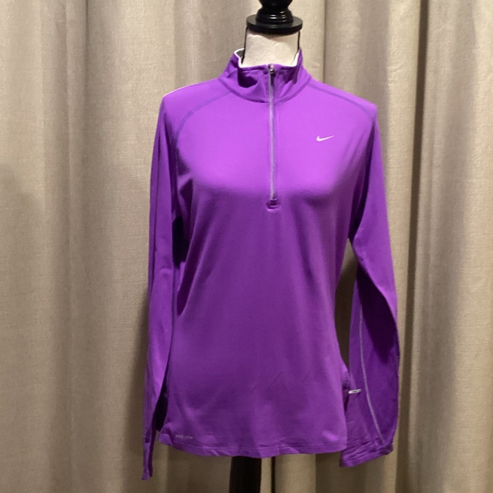 Women’s Nike Purple Half-Zip Dri-fit top, size large.